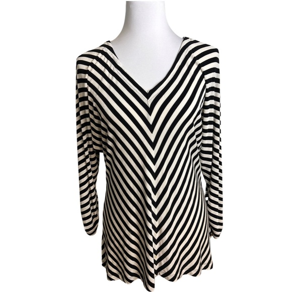 Chico's Tops - CHICO’S TRAVELERS STRIPE TOP